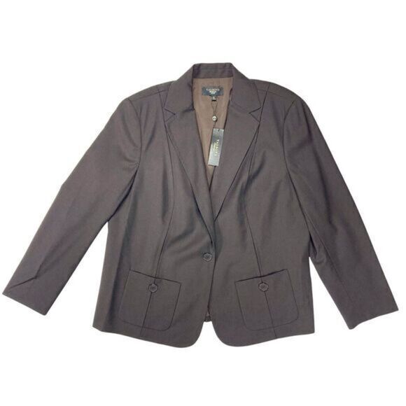Talbots Wool Blazer Women 16W Brown Single Breasted Career Business Casual New - Picture 1 of 16
